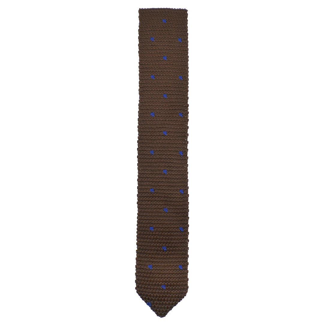 Knitted Point Polka Dot Brown Tie Set