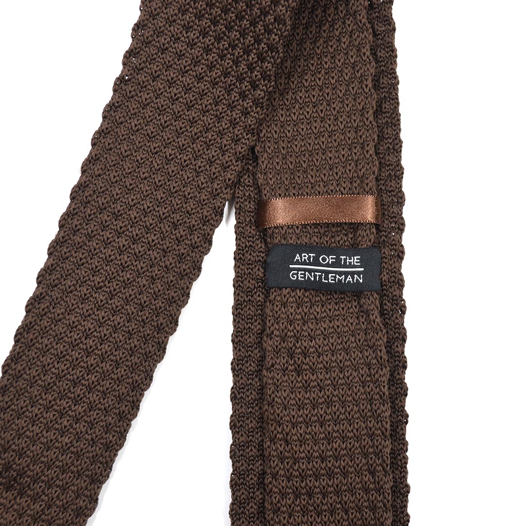 Knitted Point Brown Tie Set