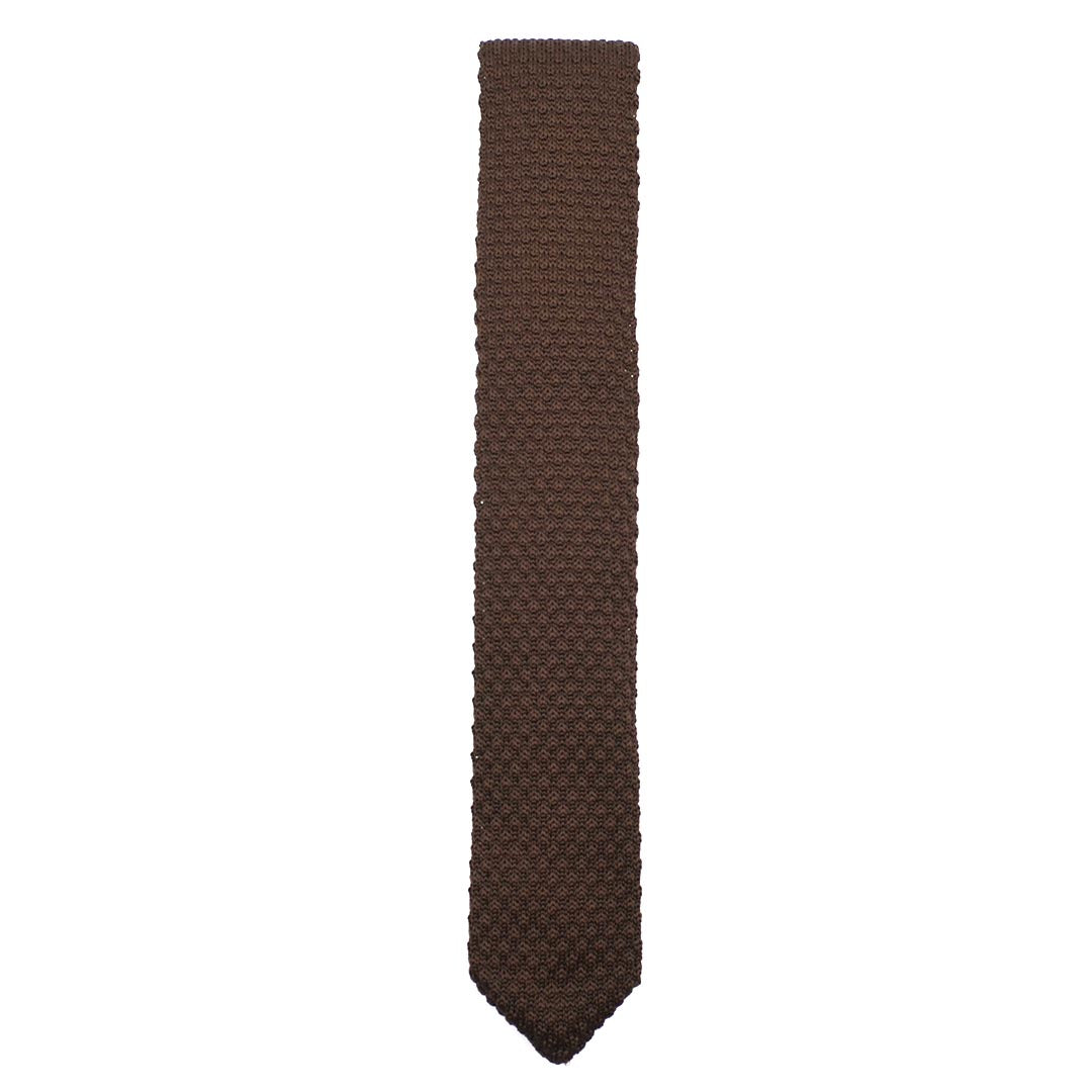 Knitted Point Brown Tie