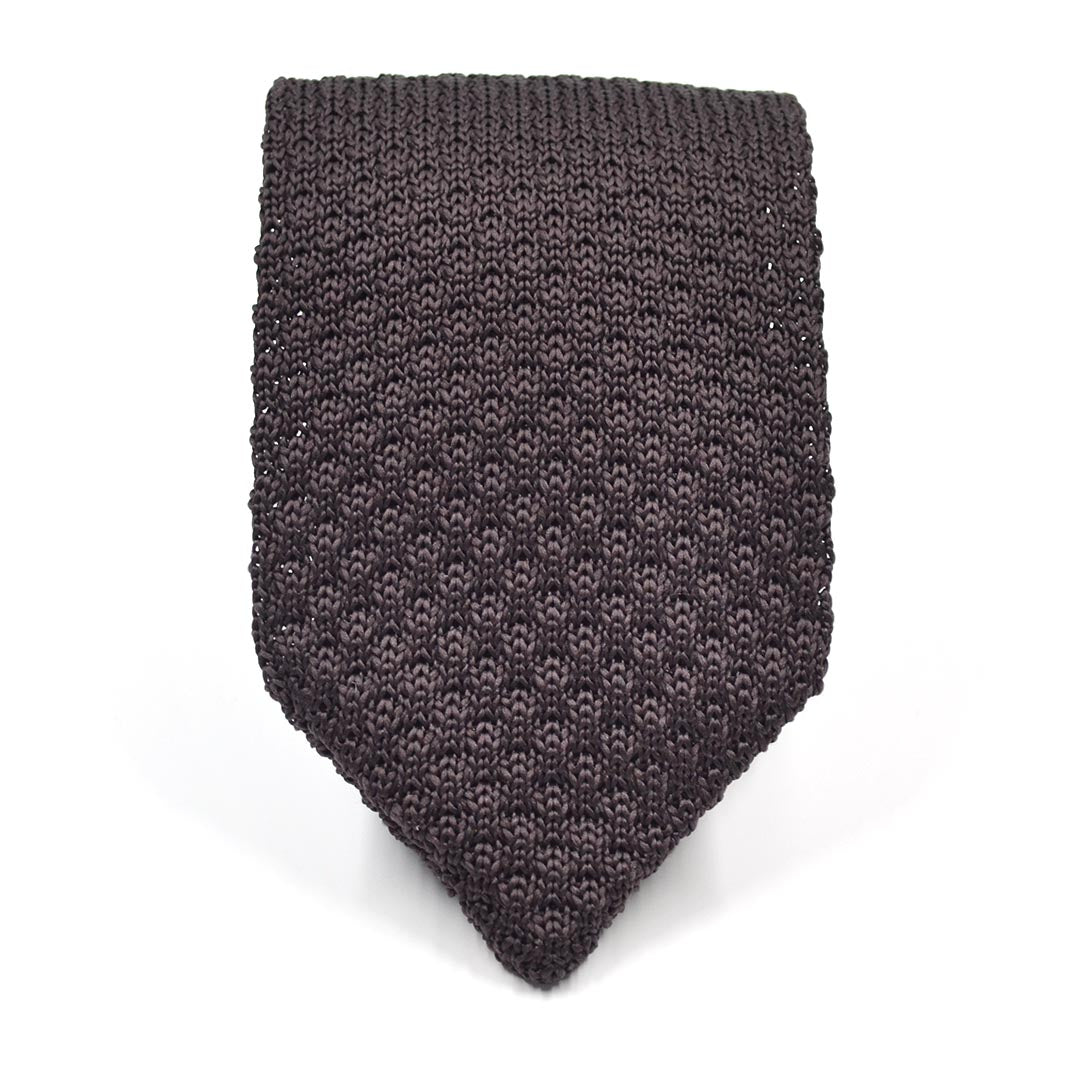 Knitted Point Brown Tie