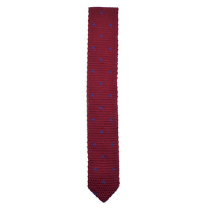 Knitted Point Maroon Polka Dot Tie Set