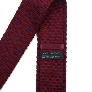 Knitted Point Maroon Polka Dot Tie Set