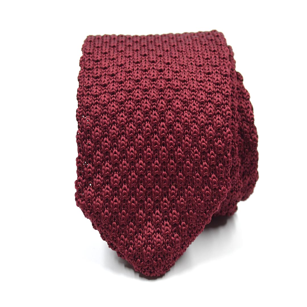 Knitted Point Burgundy Tie