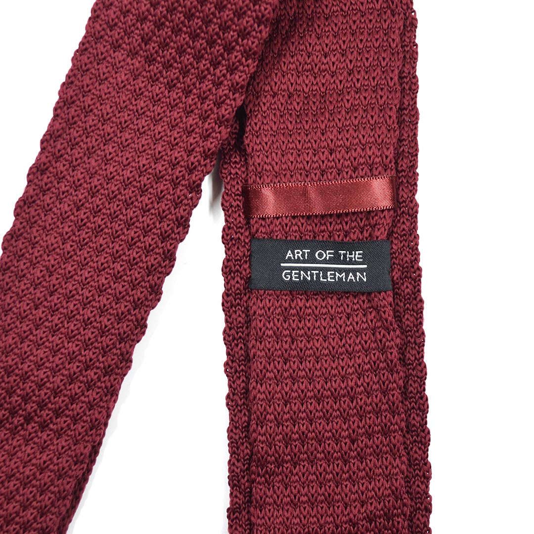 Knitted Point Burgundy Tie