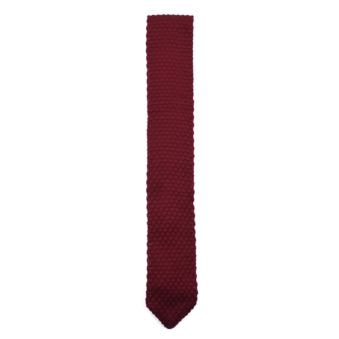 Knitted Point Burgundy Tie