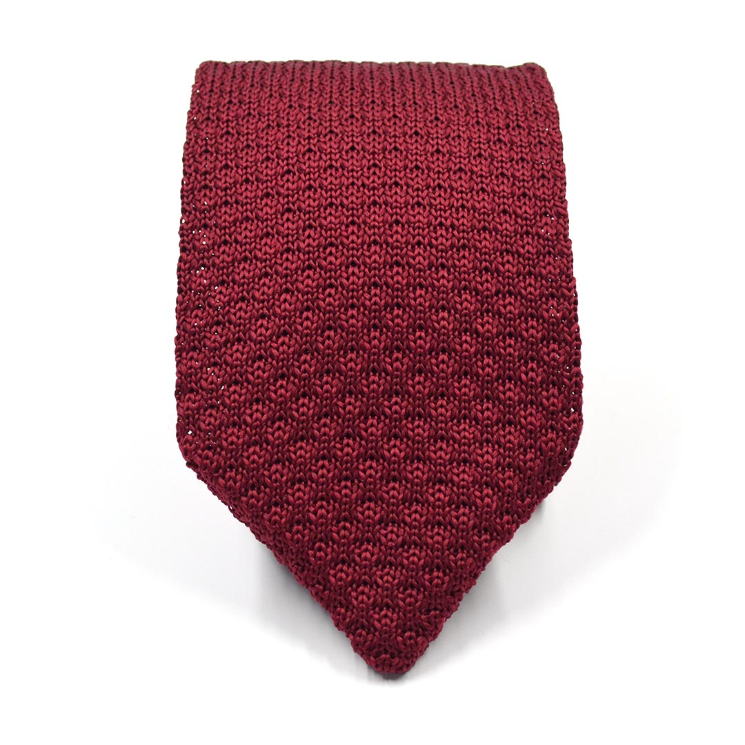 Knitted Point Burgundy Tie