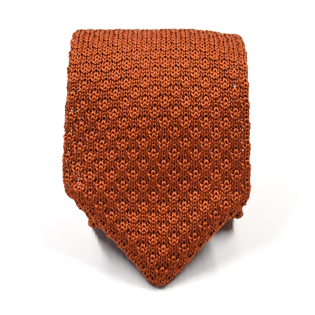 Knitted Point Burnt Orange Tie
