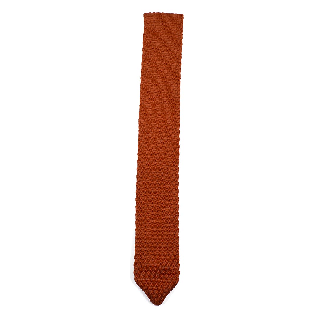 Knitted Point Burnt Orange Tie Set