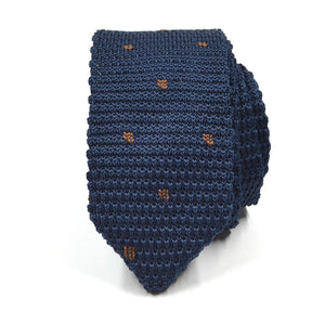 Knitted Point Navy Polka Dot Tie