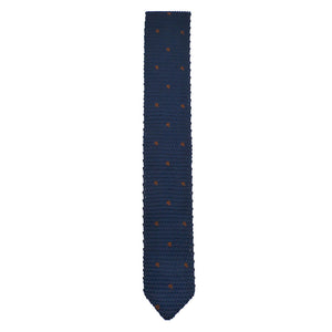 Knitted Point Navy Polka Dot Tie