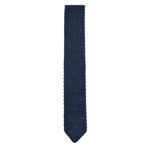 Knitted Point Navy Polka Dot Tie Set