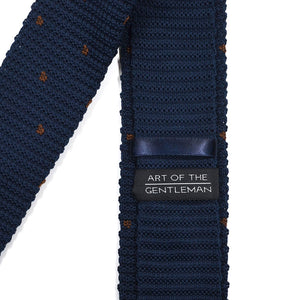 Knitted Point Navy Polka Dot Tie Set