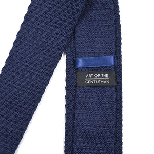 Knitted Point Navy Tie