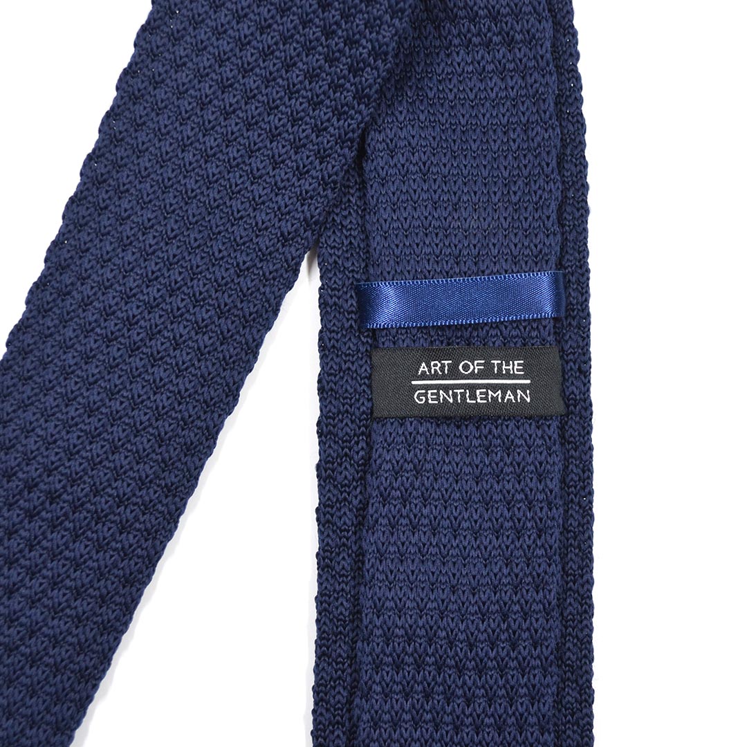 Knitted Point Navy Tie Set