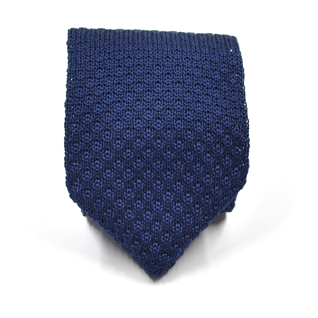 Knitted Point Navy Tie