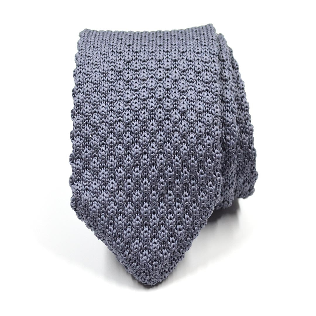 Knitted Point Silver Tie