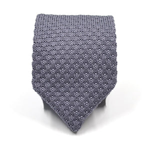 Knitted Point Silver Tie