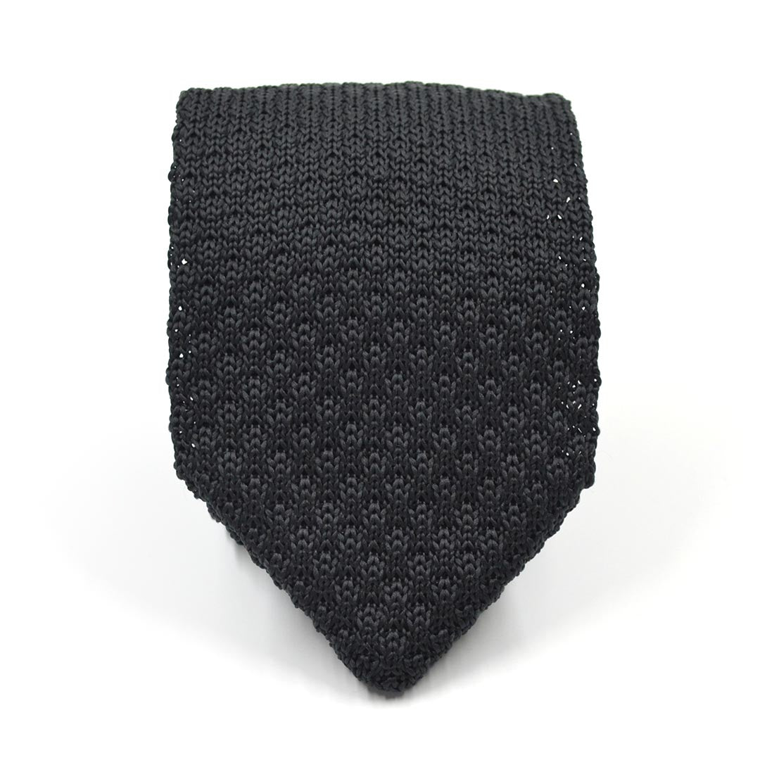 Knitted Point Slate Tie