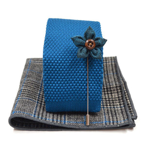Knitted Turquoise Tie Set