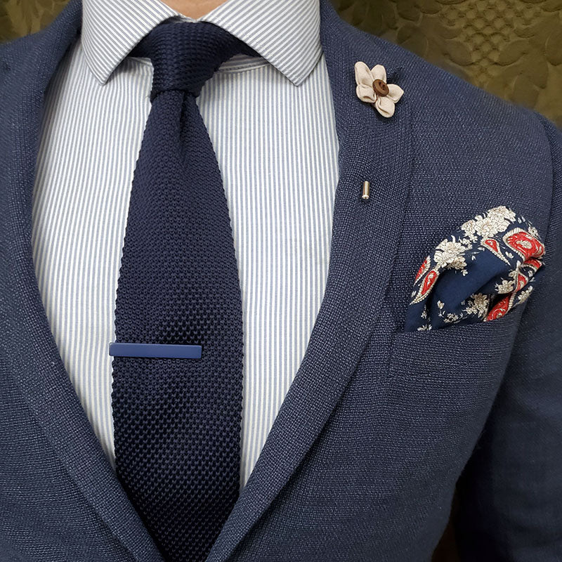 Paisley Navy Crimson Pocket Square