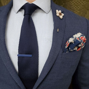 Paisley Navy Crimson Pocket Square