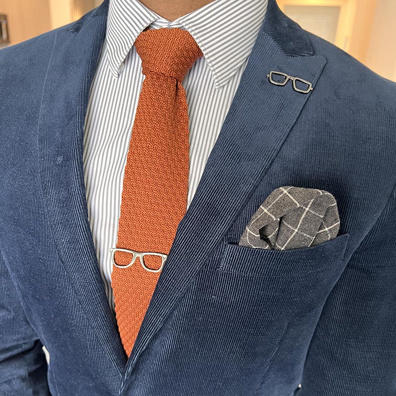Knitted Point Burnt Orange Tie Set