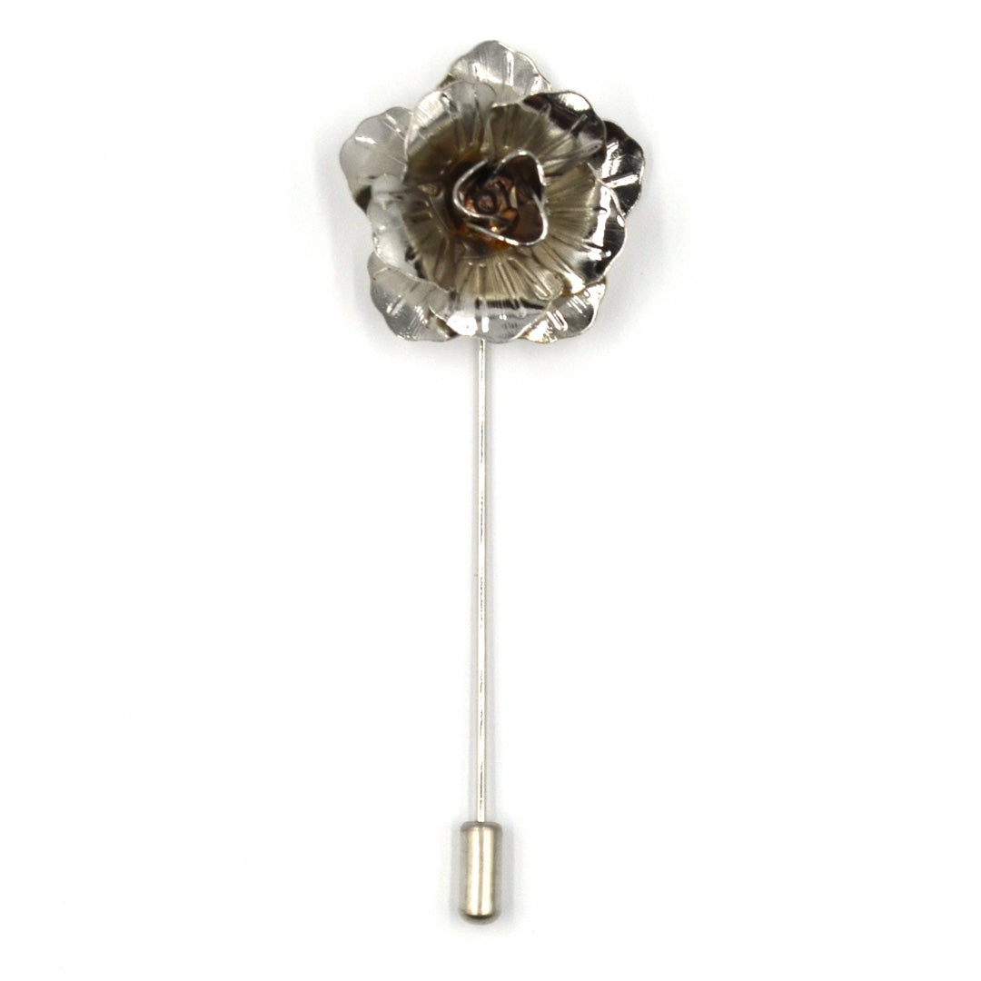 Art of The Gentleman Lapel Pin - Floral Silver