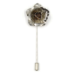 Lapel Pin - Floral Silver