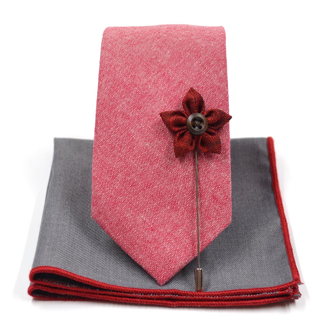 Linen Red Tie Set