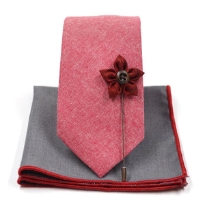 Solid Grey Crimson Border Pocket Square