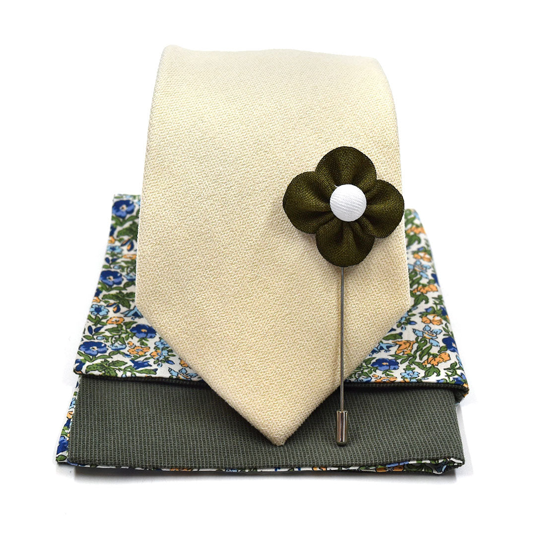 Microsuede Ivory Tie Set Traditional
