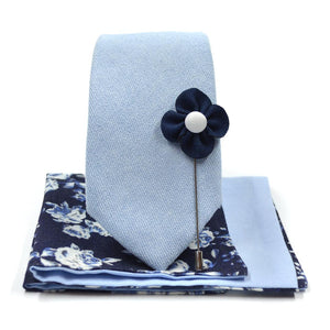 Microsuede Dusty Blue Tie Set