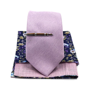 Microsuede Lavender Tie Set Traditional