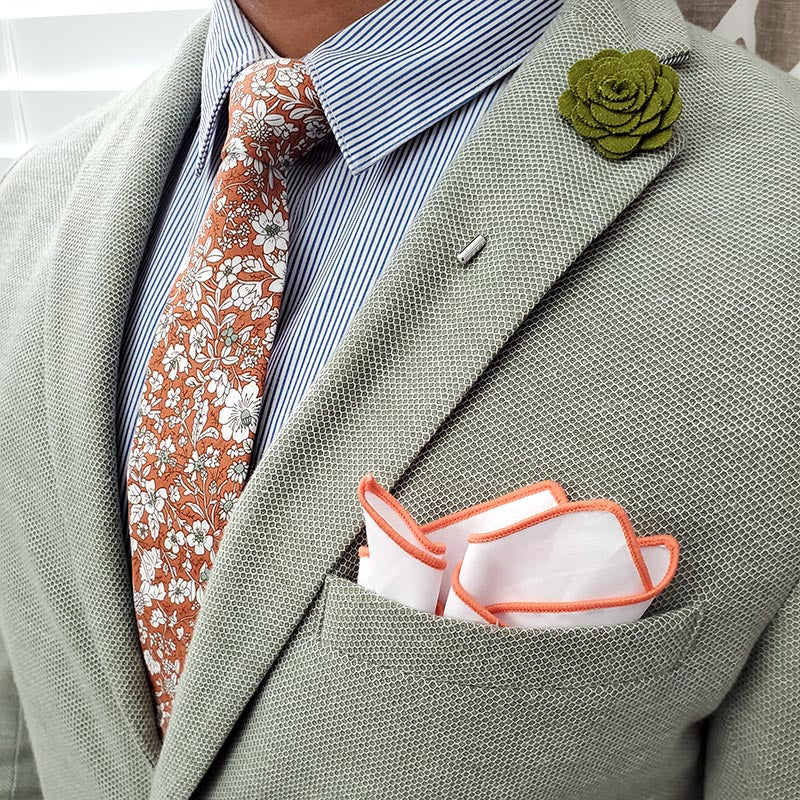 Orange Border Pocket Square