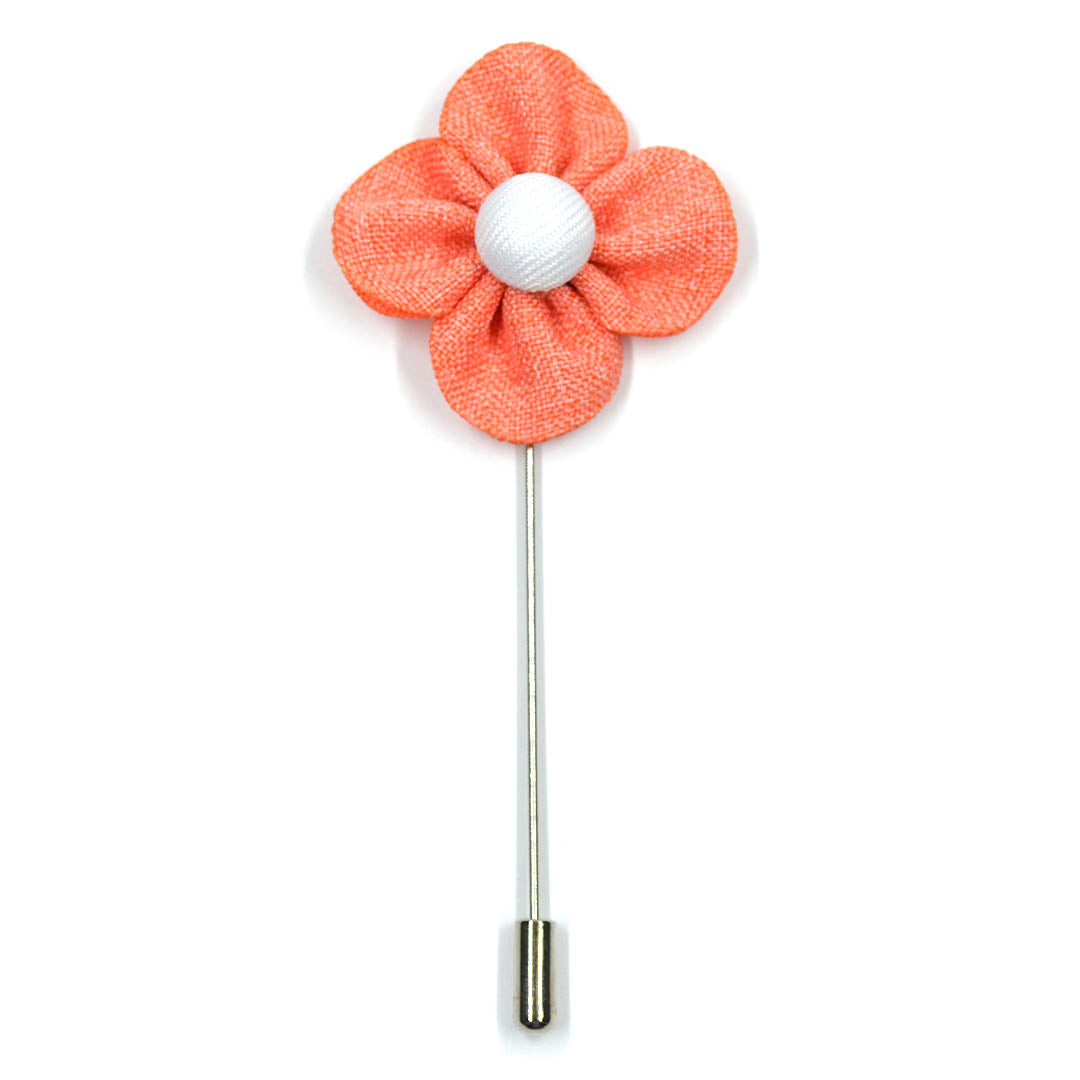 Lapel Pin - Pearl Floral Orange