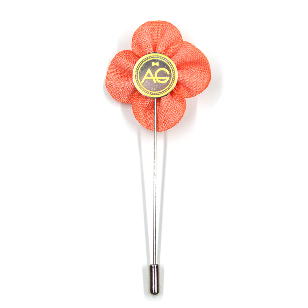Lapel Pin - Pearl Floral Orange