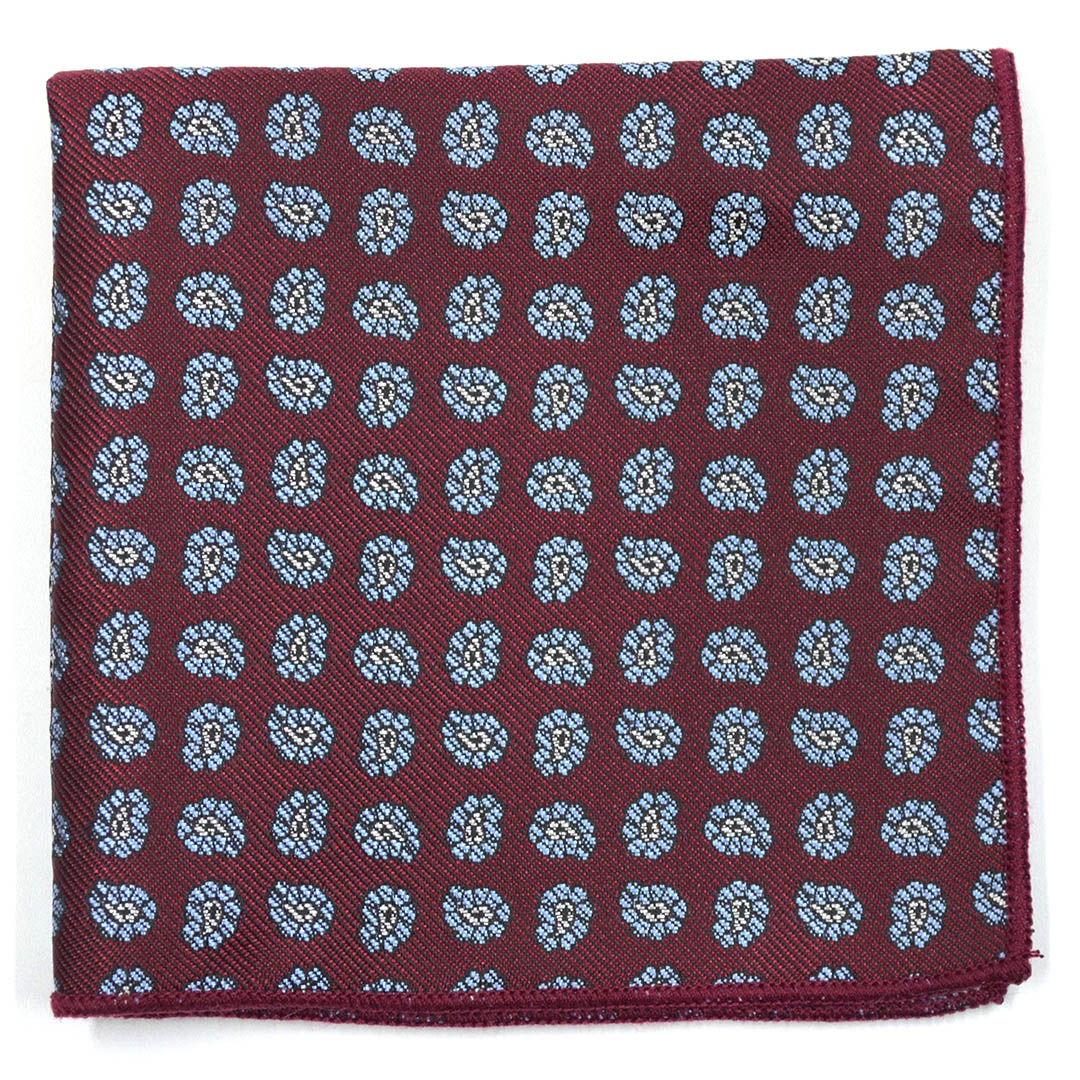 Paisley Mini Burgundy Pocket Square