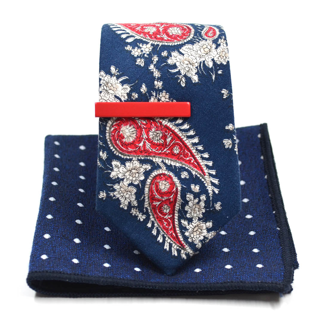 Paisley Navy Tie Set