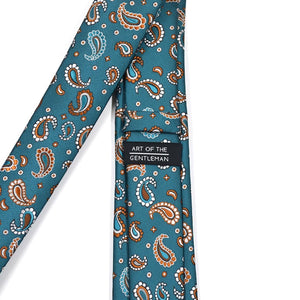 Paisley Crest Teal Tie