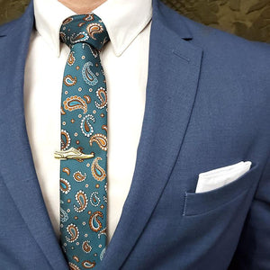 Paisley Crest Teal Tie