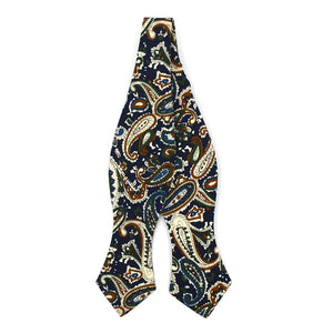 Paisley Navy Dijon Self Tie Bow Tie