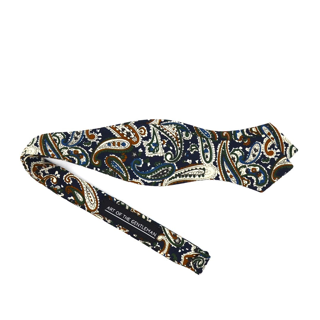 Paisley Navy Dijon Bow Tie Set