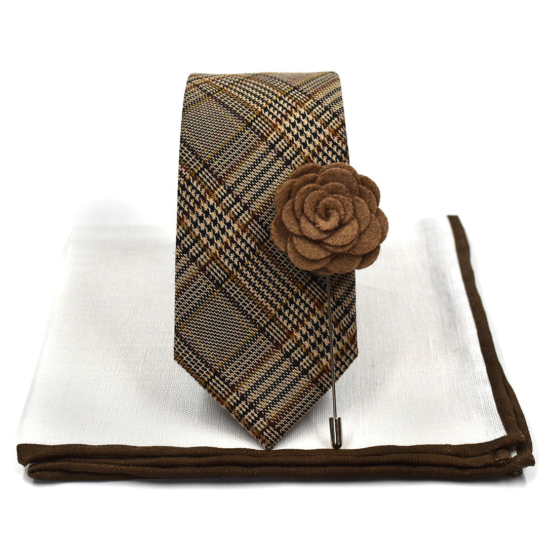 Checkmate Tan Tie Set Skinny