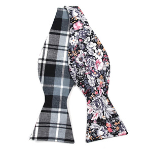 Plaid Floral Shadow Self Tie Bow Tie