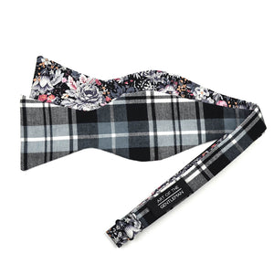 Plaid Floral Shadow Self Tie Bow Tie