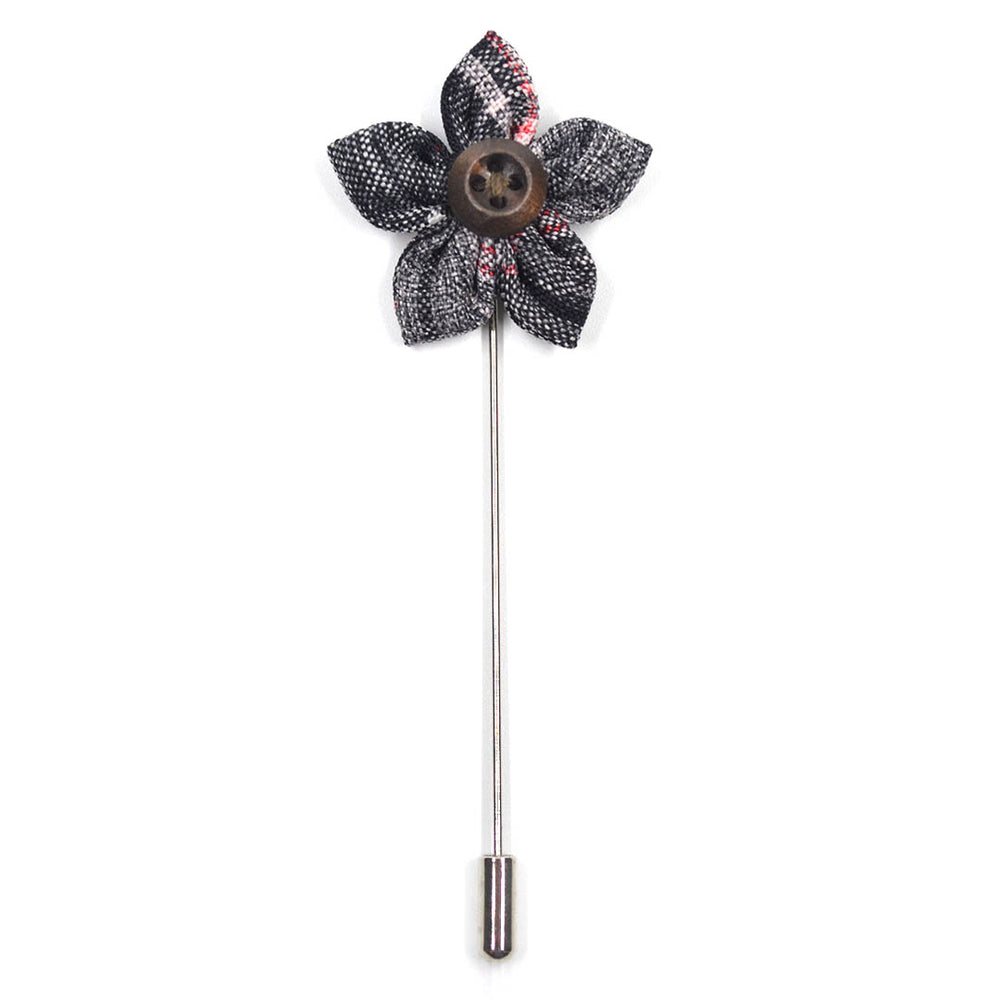 Lapel Pin - Wildflower Plaid Orange