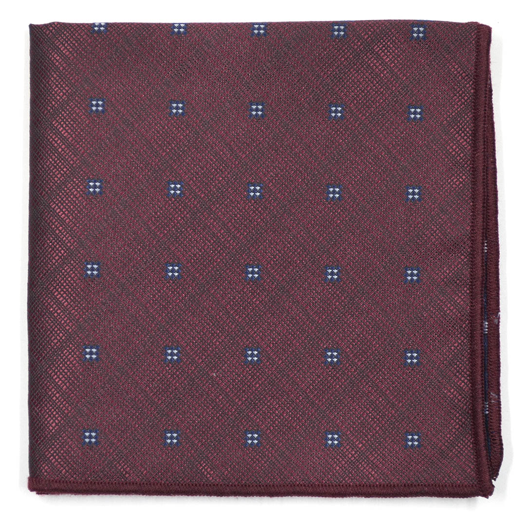 Polka Block Burgundy Pocket Square