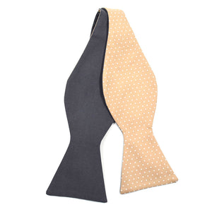 Polka Dot Grey Linen Self Tie Bow Tie