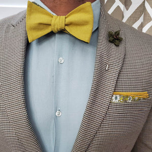 Polka Dot Olive Linen Self Tie Bow Tie - Art of The Gentleman