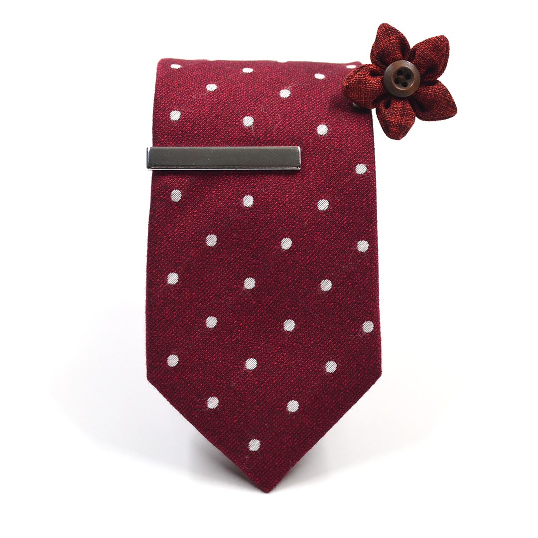 Polka Dot Crimson Tie Set